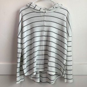 Billabong White & Black Striped Waffleknit Pullover Hoodie